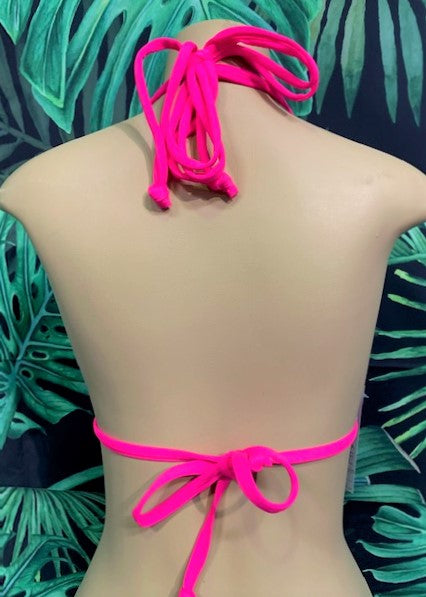 Layla Triangle Top Pop of Color Hot Pink
