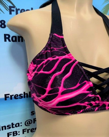 SALE Britney Halter Hot Pink Black Storm