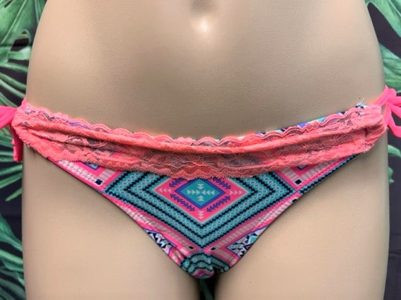 Cabo Tie Side Bottoms Coral Aztec
