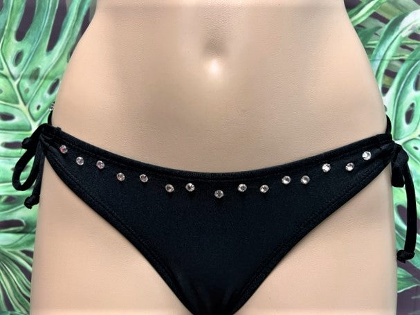 Bling Black Cabo Bottoms with Clear Crystals