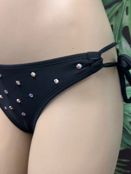 Black Cabo Bottoms with Scatter Clear AB Crystals