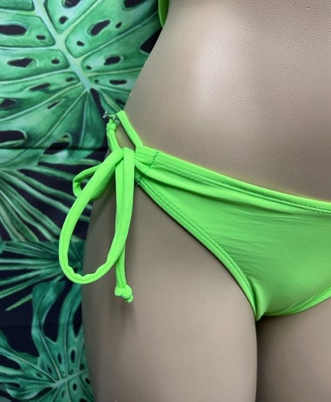 Thong Bottoms with Tie Sides Neon Green