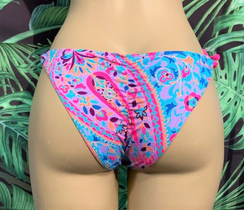 Cabo Tie Side Bottoms Pink Blue Paisley
