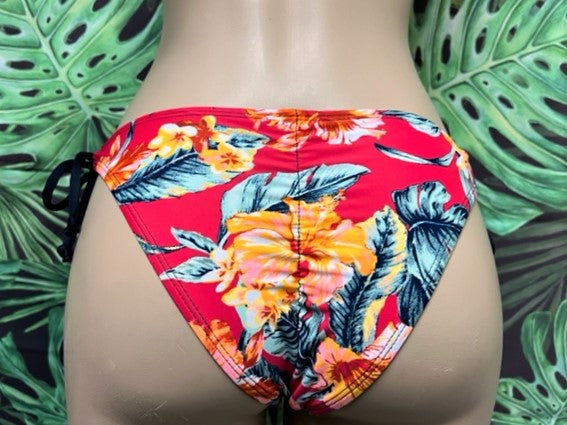 Cabo Tie Side Bottoms Bright Red Tropical