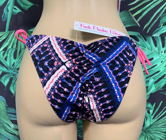 SALE Cabo Tie Side Bottoms Navy Coral Pink Tribal
