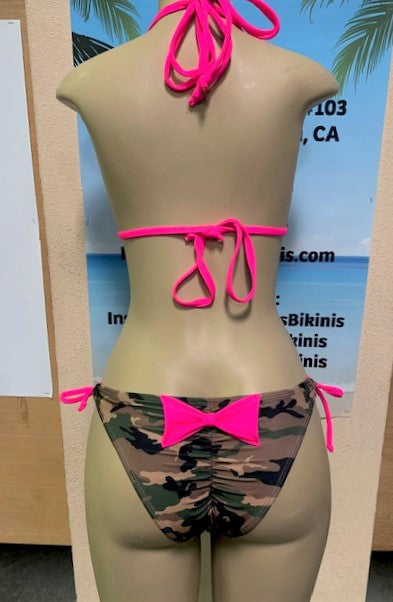 Layla Triangle Top Army Camouflage with Hot Pink