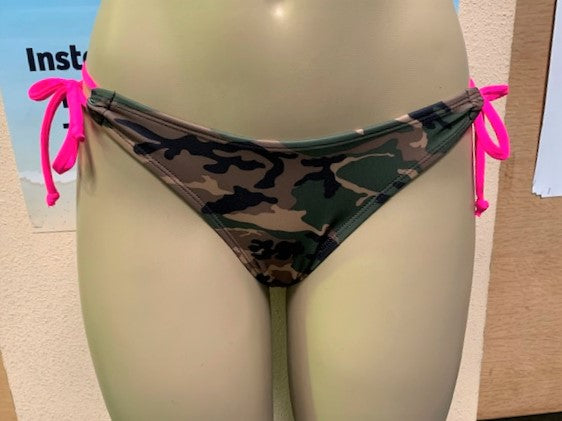 Cabo Tie Side Bottoms Army Camouflage with Pink