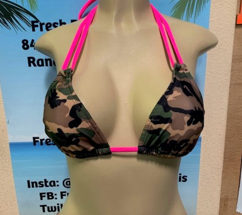 Layla Triangle Top Army Camouflage with Hot Pink