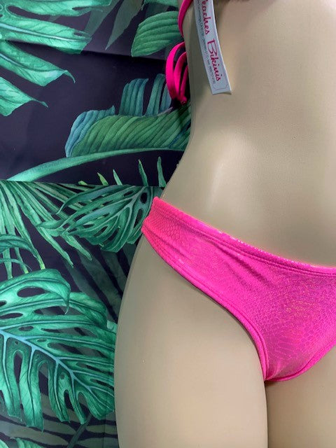 Tonga Bikini Bottoms Neon Pink Cobra