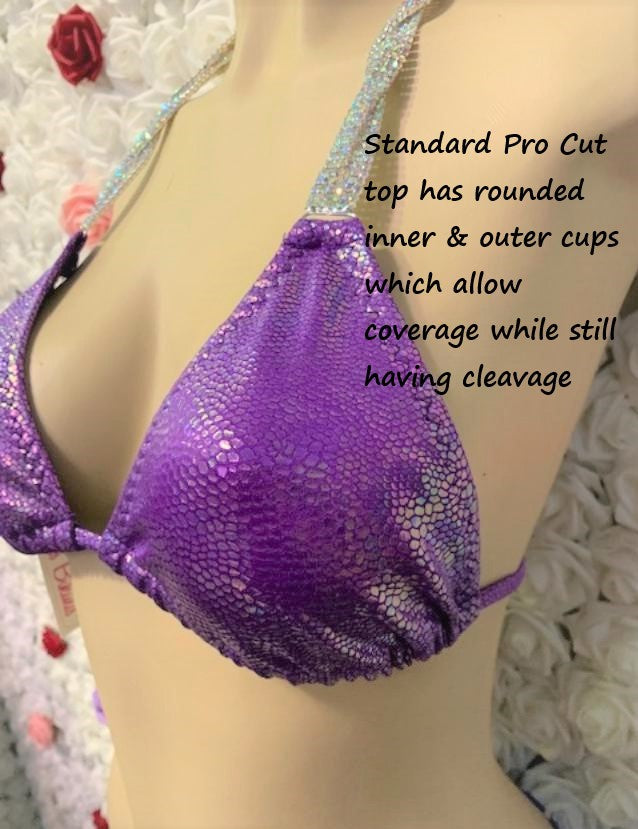 Competition Bikini SET Pro Top and Butterfly Pro Bottoms Purple Zebra Swirl