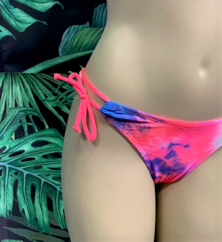 Cabo Tie Side Bottoms Coral Blue Tie Dye