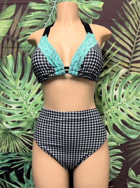 Lola Double String Bikini Top Gingham