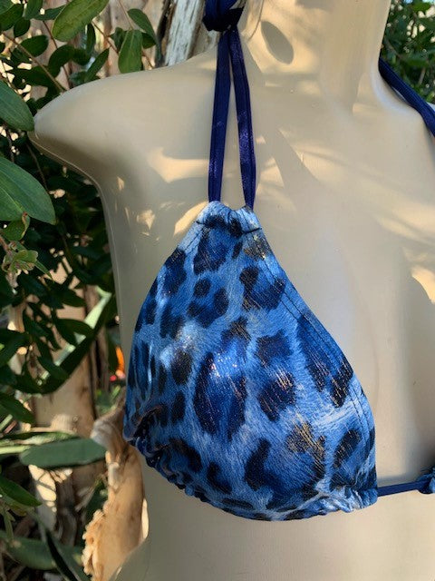 Layla Triangle Top Blue Gold Leopard