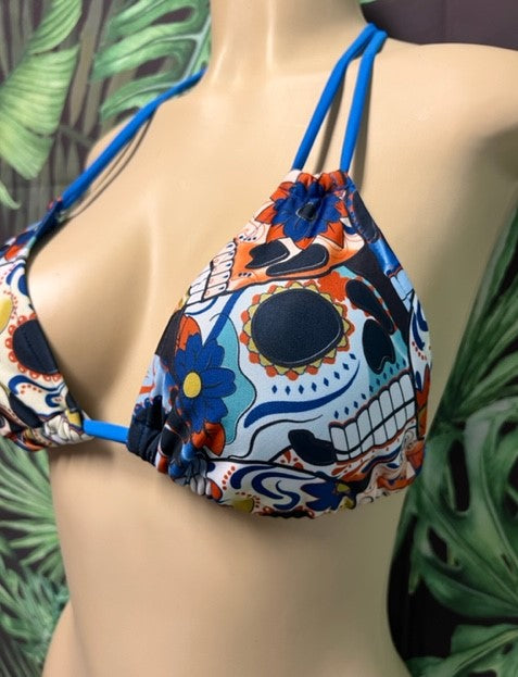 Layla Triangle Top Blue Sugar Skulls