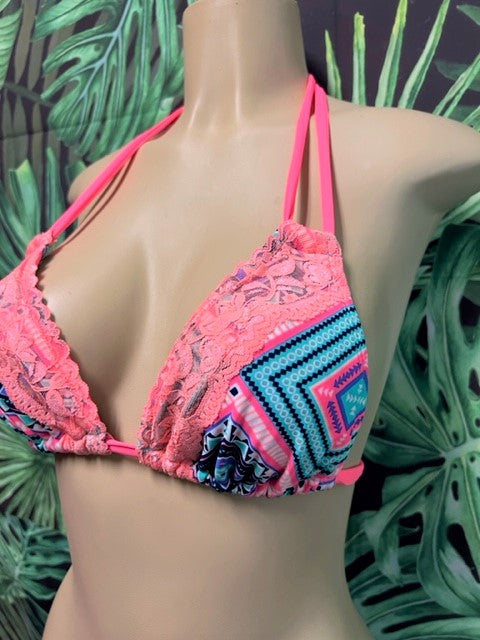 Layla Triangle Top Coral Aztec