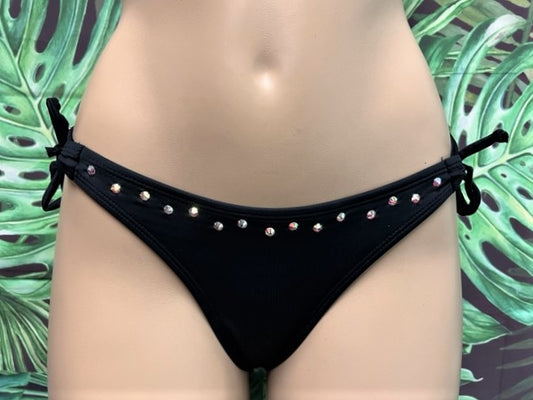 Black Cabo Bottoms with Clear AB Crystals
