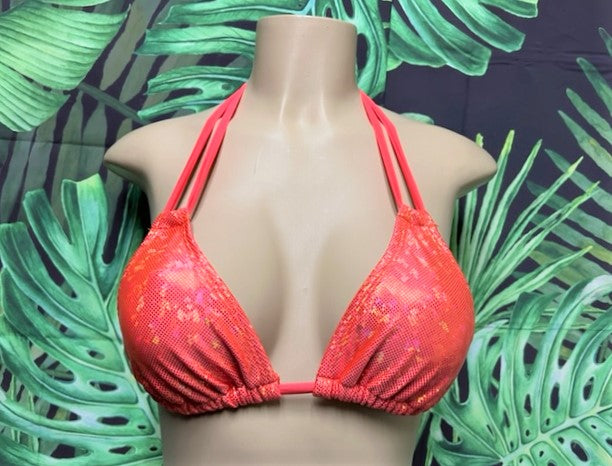 Layla Triangle Top Coral Gold Hologram