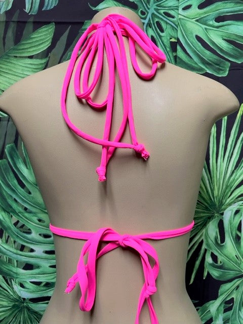 Layla Triangle Top Neon Pink Tropical