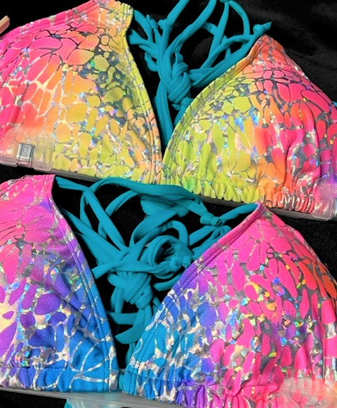 Lola Double String Bikini Top Rainbow Sherbert