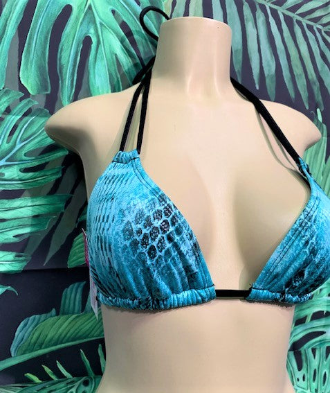 Layla Triangle Top Jade Black Snakeskin