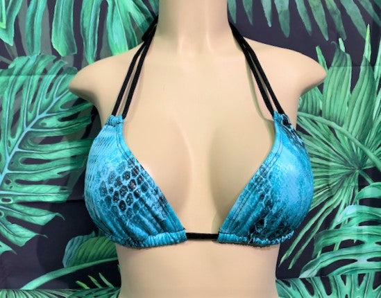 Layla Triangle Top Jade Black Snakeskin