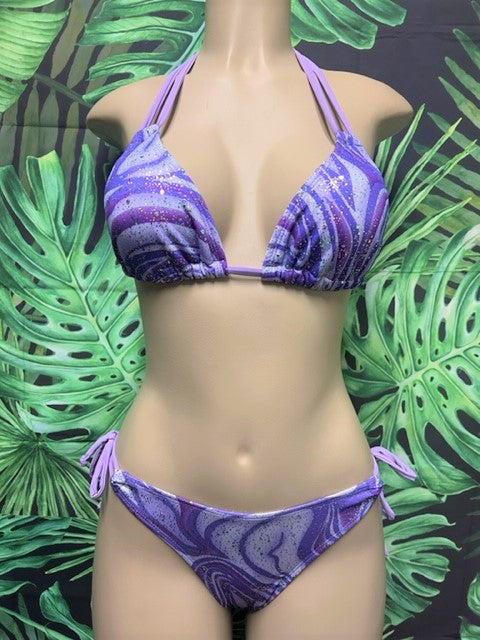 Thong Bottoms with Tie Sides Lavender Swirl