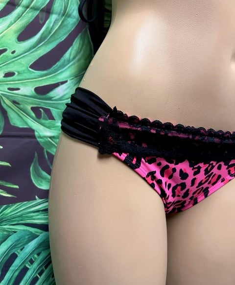 Paradise Bikini Bottoms Hot Pink Safari Leopard