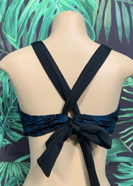 Lily Double String Top Navy Black Roses