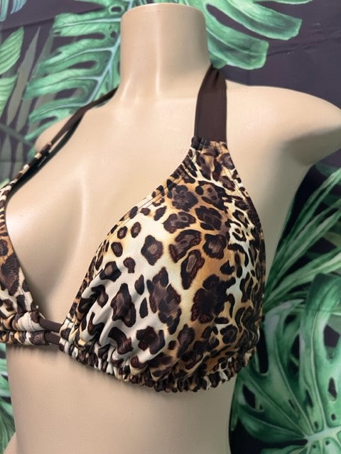 Lola Double String Bikini Top Carmel Cheetah