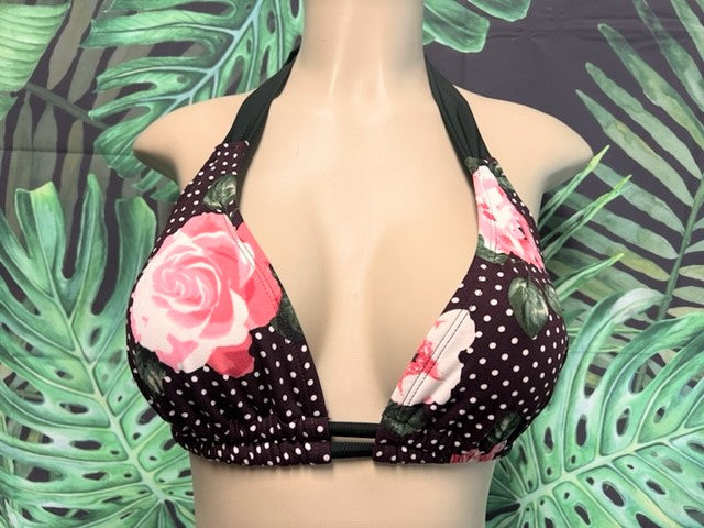 Lola Double String Bikini Top Floral Dots