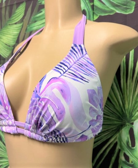 Lola Double String Bikini Top Leafy Lavender