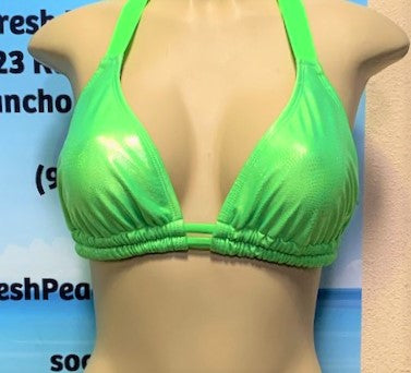 Lola Double String Bikini Top Rave Green Metallic