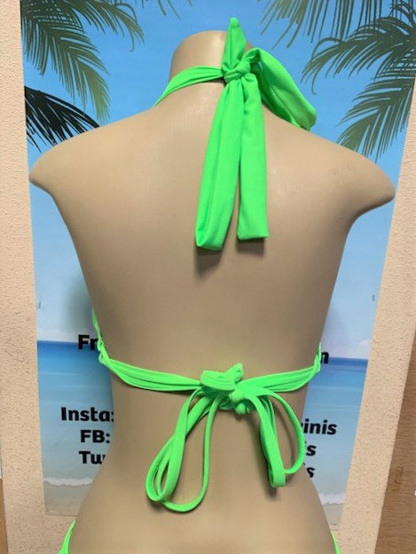Lola Double String Bikini Top Rave Green Metallic
