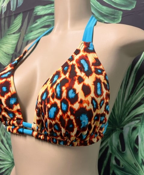 Lola Double String Bikini Top Vibrant Leopard