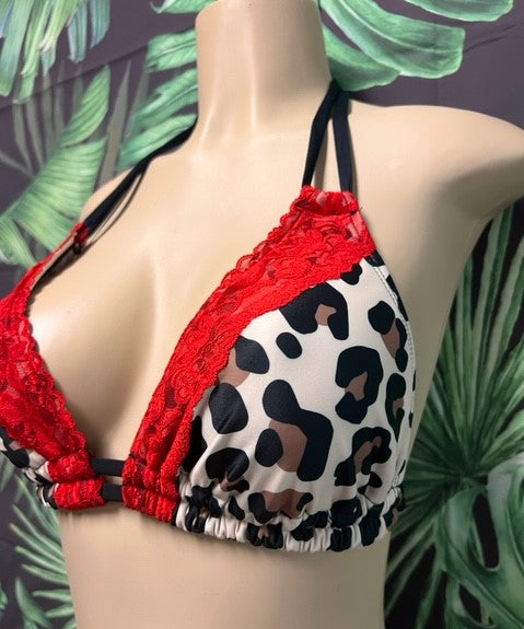Lolita Double String Top Leopard and Lace