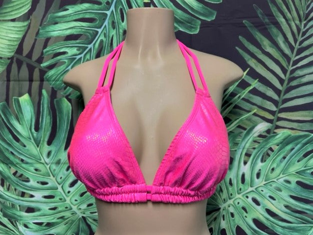 Lolita Double String Top Neon Pink Cobra with Pink Ties
