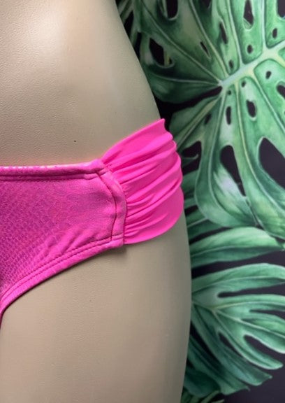 Paradise Bikini Bottoms Neon Pink Cobra with Pink Sides