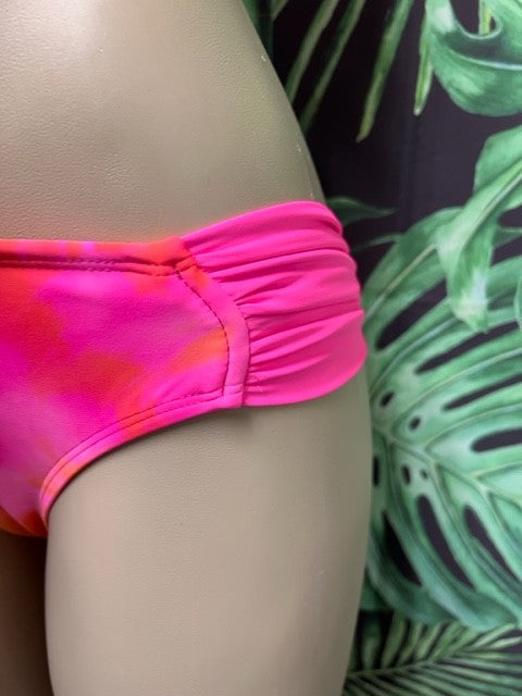 Paradise Bikini Bottoms Neon Pink Orange Tie Dye