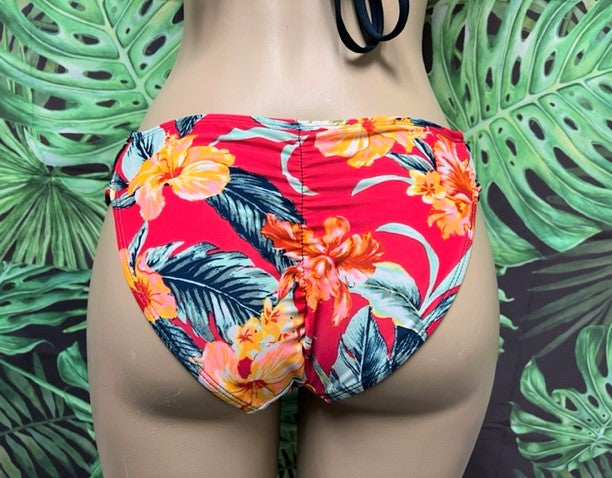 Paradise Bikini Bottoms Bright Red Tropical