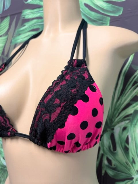 Layla Triangle Top Hot Pink Dots
