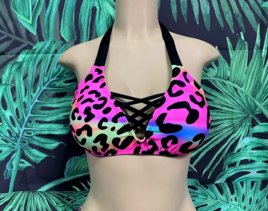 Britney Halter Top Rainbow Leopard