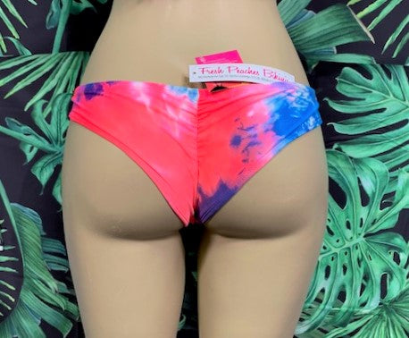 Tonga Bikini Bottoms Coral Blue Tie Dye