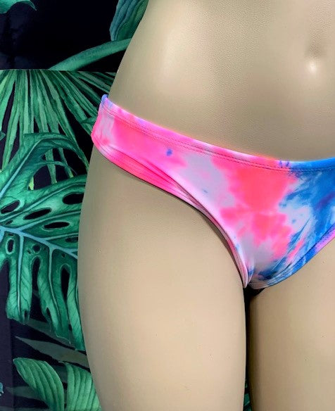 Tonga Bikini Bottoms Coral Blue Tie Dye