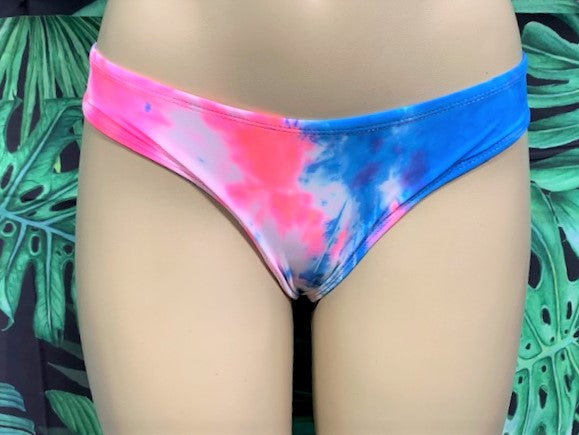 Tonga Bikini Bottoms Coral Blue Tie Dye