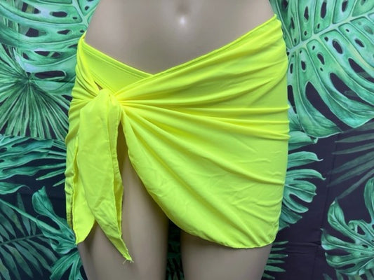 Wrap Skirt Sarong Solid Neon Yellow